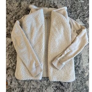 Hollister Womens Oatmeal Sherpa Lined Open Front‎ Cardigan Jacket Medium